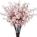 Giegxin 8 Pcs Silk Cherry Blossom Branches Cherry Blossom Tree Stems Long Stem Artificial Flowers for Tall Vase Flowers for Home Wedding Vase Floral Arrangements (Pink,43.3")