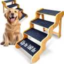 Dog Steps for Bed,Dog Stairs for Large & Oldder Dogs,Bamboo Pet Stairs for High Beds Cars Couch,Stable & Sturdy Can Supports Pet Up to 160 Lbs,4-Steps 20" High