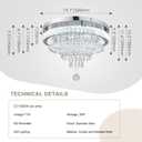 FRIXCHUR 19.7" Crystal Chandeliers Crystal Ceiling Light Fixtures Modern Flush Mount Light LED Chandelier Lamp for Living Room Bedroom Dining Room 6500K Cool White