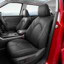 Xipoo 8 Seats Seat Covers Compatible with 2020-2026 Toyota Highlander Seat Protector PU Leather Replacement for 2020-2026 Toyota Highlander Accessories(Fit 2020-2026 W/Second Row 40/60 Split, Black)