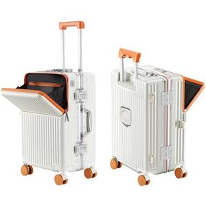 AIWEINY Carry on suitcase Zipperless Luggage,Polycarbonate Aluminum Hard Shell, Expandable Carry-On Suitcase with Spinner Wheels (orange, 20 inch)