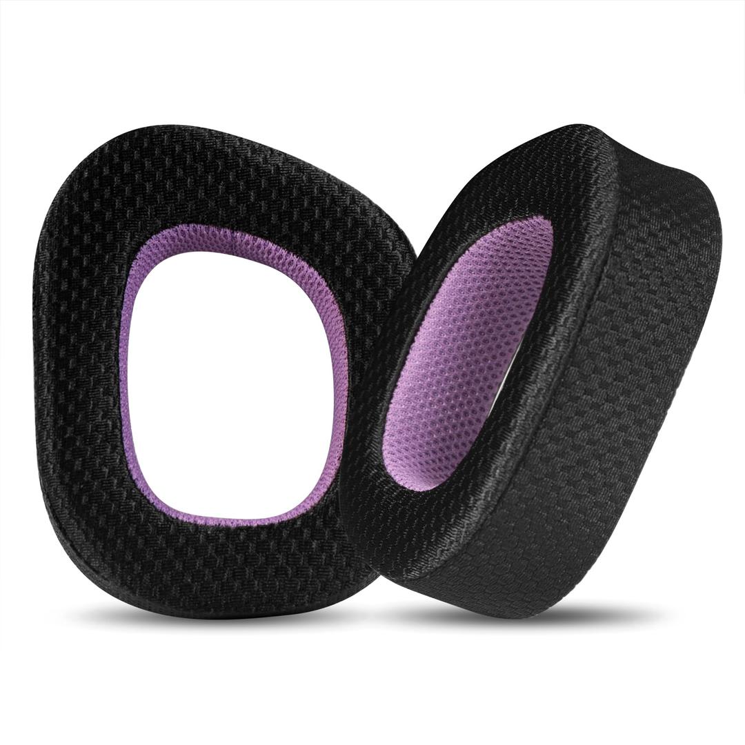 Jomwag Breathable Mesh Replacement Earpads for HS80 RGB - Black/Purple, Comfortable Ear Cushions