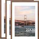 YESKAY 20x30 Picture Frame Brown Set of 3, Display Pictures 16x24 with Mat or 20 x 30 Without Mat, Poster Frames 20x30 for Wall Hanging Horizontal and Vertical