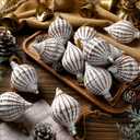 Sosation 12 Pcs Neutral Textured Christmas Ball Ornaments 2.4 Inch Vintage Rustic Christmas Tree Decorations Xmas Hanging Ornaments with Hanging Loop Shatterproof Farmhouse Decor for Xmas Tree Home