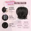 HOOJIH Messy Bun Hair Piece, Claw Clip in Straight Hair Bun 9 Inch Short Ponytail Extension with Bendable Metal Wire Hair Pieces for Women Fake Hair Bun DIY Styles - Black Brown