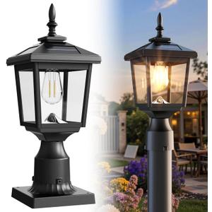 Greluna Solar Post Light Outdoor, 60 Lumens Dusk to Dawn Lamp Post Light, Solar Powered & Waterproof, Fits 6x6 Wooden Posts, 3 Inch Poles, for Garden, Pathway, Driveway, Fence & YardWarm White