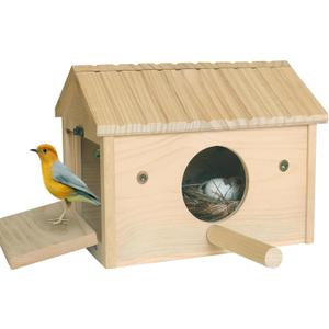 HiCaptain Bird Nesting Box Wooden Cockatiel Breeding Nest for Cages, Large Parakeet Nest Box Lovebird House Budgie Breeding Box (Wood)