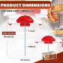 6.5ft Commercial Hot Dog Cart Umbrella, 7.5ft High Pole UV Blocking Waterproof Canopy for Outdoor Food Truck Mobile Vendors Catering Stand