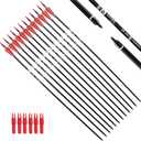 30Inch Carbon Arrow Practice Hunting Arrows with Removable Tips for Compound & Recurve Bow(Pack of 12) (Red White)