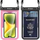 Rynapac [Up to 8.5" Waterproof Phone Pouch - 2 Pack IPX8 Waterproof Phone Case for iPhone 17 16 15 14 Pro Max Galaxy S26 Ultra, Touchscreen & Underwater Photography, Beach Cruise Travel Essentials