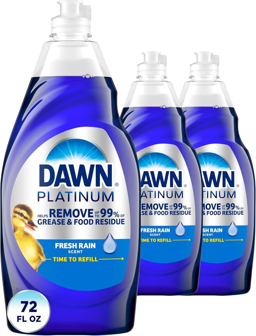Dawn Platinum Dish Soap, Dishwashing Liquid, Fresh Rain, 3X24OZ