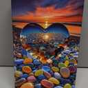 500 Piece Jigsaw Puzzle for Adults Heart-Shaped Sunset Beach Pebbles Colorful Stones Scenic Ocean View Puzzle Challenging 500pc Art Puzzle for Adults & Families (20x15 Inches)