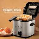 OVENTE Electric Deep Fryer, 1.5L Capacity, 800W with Adjustable Temperature, Viewing Window Lid, Removable Frying Basket & Cool-Touch Handles, Stainless Steel Countertop Fryer, Silver FDM1501BR