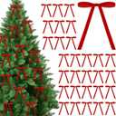 Brightown Red Velvet Ornaments Bows for Christmas Tree Ribbon - 30 Pcs Christmas Decorations Rustic Crafts Gift Bows, Door Garland Decor Home5 x 7 Inch