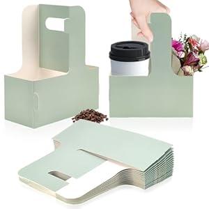 2 Cup Disposable Drink Carrier for Delivery with Handle,15 Count Blue Paperboard Cup Holder,Cup Carriers for Hot or Cold Drinks,Coffee Carrier, Food Delivery,Take Out Cup Carriers (Green, 15 PCs)