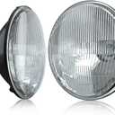 7 Inch Glass Headlight Round Lens Housing, Halogen High and Low Beam Headlight Lamp Conversion Light Assembly, 2 PCS Clear Lens 7 Inch Round Headlight Sealed Beam Glass Housing