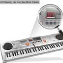 LeeQee Digital Keyboard Piano for Kids & Beginners, 61 Keys Multifunction Electric Piano Keyboard with Microphone, Educational Instrument Musical Toy for 3-12 Years Old Boys Girls (Silver)