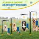 Heavy Duty Dog Spring Pole with Screw-In Ground Anchor & 360 Swivel, Adjustable Height 30-49", Durable Outdoor Tug Toy System with Bungee Squeak Rope for Large & High Energy Dogs Training
