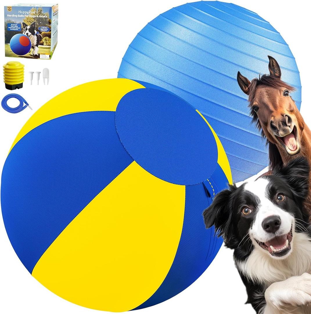 Happypaw 3.0 Upgrade 18'' Herding Ball for Dogs Enhanced Chew Resistance & Heavy-Duty Material, Dog Toy Agility Equipment for Australian Shepherds, Collies, Includes 5 Repair Patches