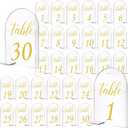 30 Sets Arch Acrylic Sign Gold Printed 1-30 Table Signs with Stands Calligraphy Clear Table Number Display Stand for Wedding Reception Event Party Restaurant Centerpieces Decor (5 x 7 Inch)