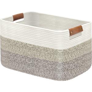 Large Collapsible Laundry Basket, Clothes Hamper for Blanket, Toy, Towels, Woven Baskets for Storage, Nursery Home Decor Living room 21.6" x 15" x 11.8", Gradient Brown