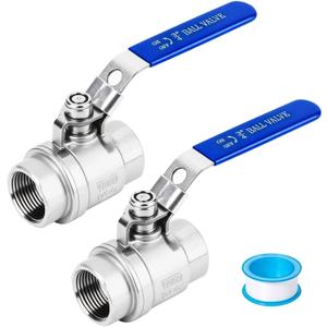 2 Pack 316 Stainless Steel 3/4 Ball Valve, NPT Female 3/4" Full Port Ball Valve Heavy Duty Shut Off Valve 1000 WOG For Water, Oil, Gas (3/4inch)