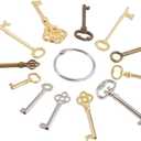 Skeleton Key Set, 12 Keys Universal Skeleton Keys Replacement for Vintage Old Furniture, Antique Furniture, Cabinet Doors, Grandfather Clocks, Old Style Cabinets or Doors