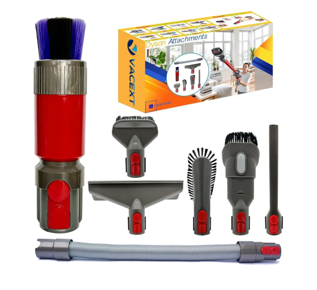 Replacement Attachment for Dyson V7 V8 V10 V11 V15 Gen5 - Home and Car Cleaning Vacuum Cleaner Accessories with Flexible Hose and Traceless Dust Brush Attachment (7 Attachment Kits)