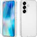 for Samsung Galaxy S25 Plus Case, with HD Tempered Glass Screen Protector, Heavy Duty Shockproof Drop Protective Rugged Tough Durable Phone Cover (Clear)