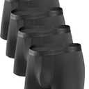 DAVID ARCHY Men's Underwear Modal Ultra Soft Trunks Second Skin Breathable with Support Pouch Boxer Briefs for Men 4 Pack (L, Black)