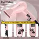 Foldable Travel Hair Dreyr Mini:Dual Voltage Small Lightweight Blow Dryer for International Travel,1200w Compact Hairdryer with Concentrator and Travel Bag(Light Pink)