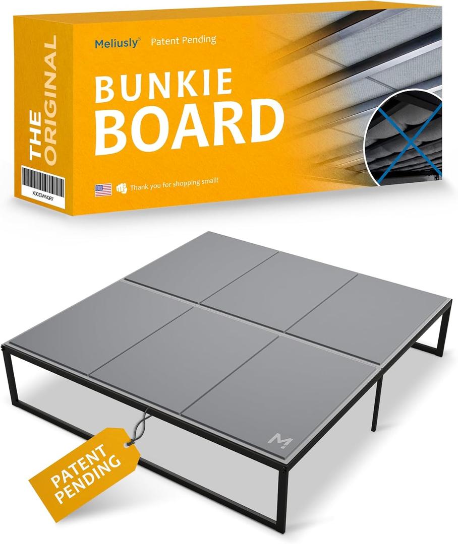 Meliusly Heavy Duty 10mm Bunkie Board Queen Size (60x80'') Patent Pending Low Profile Bed Board Design - Breathable, Noise Minimizing, Moisture Resistant Bunkieboards, Low Profile Bed Support