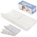 Jool Baby Serenity Soft Changing Pad + Washable Cover, Non-Slip - Fits Standard Changing Tables & Dressers (Wave Pattern, Off White)