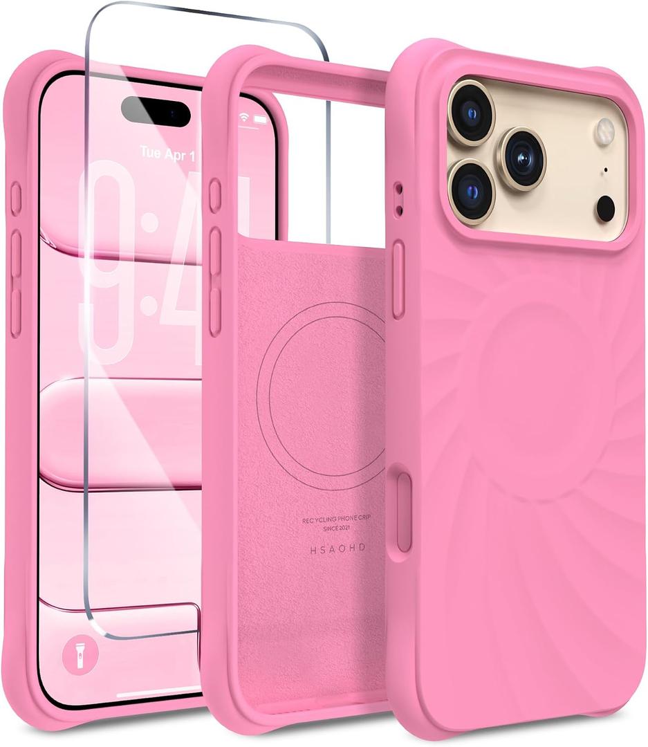 Magnetic for iPhone 17 Pro Case 6.3", Compatible with MagSafe, [Integrated Silicone Camera Control Cover] [Screen Protector], 2X MIL-STD Drop Protection Case for iPhone 17 Pro, Tender Pink