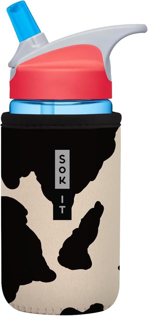 Sok It BotlSok Water Bottle Sleeve Insulated Neoprene Cover (Cow Print, Fits 12oz CamelBak or Nalgene)