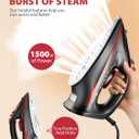 Sundu Steam Iron for Clothes with Rapid Heating Ceramic Coated Soleplate, 1500W, Auto-Off Safety, Burst of Steam, Self-Clean, Anti-Calc, Anti-Drip 300ml Water Tank for Clothes Ironing Terra cotta