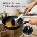 2 x Dish Brush, 2 Pack with Comfortable Handle, with Built-in Scraper, Scrub Brush with Medium Firm bristles for Cleaning Dishes, Sink, Pots (Brown)