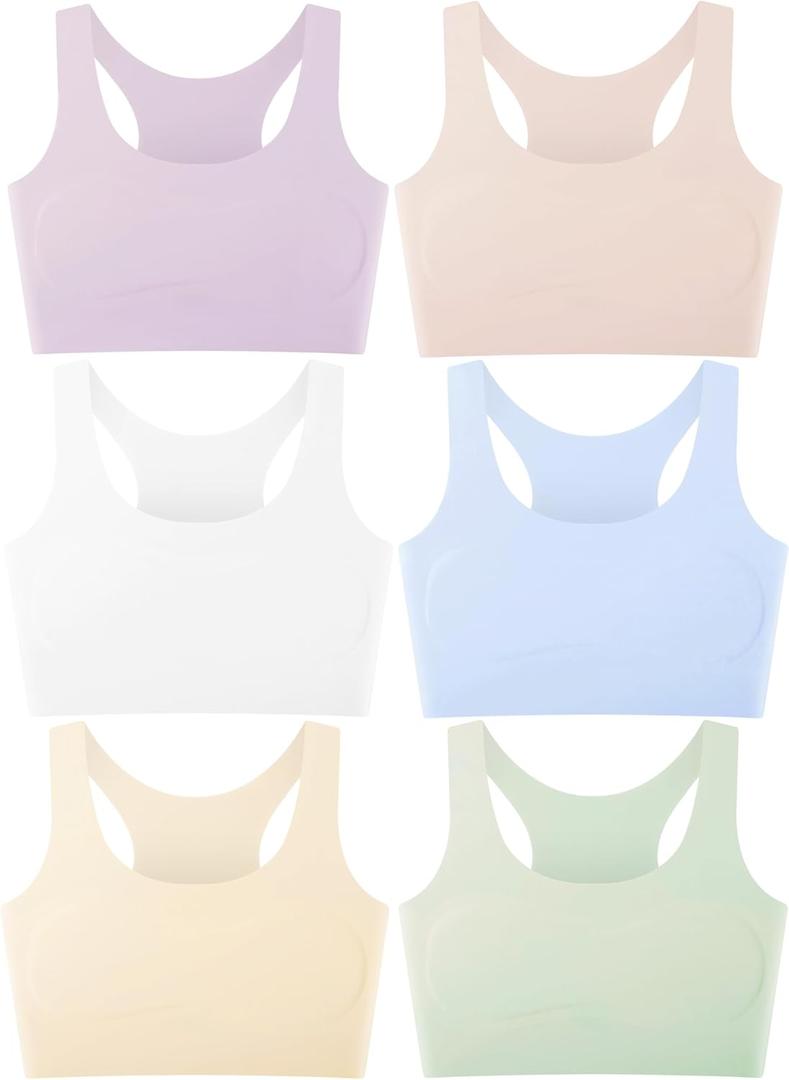 Boboking Teen Girls Seamless Racerback Training Bra Sports Bras-No Pads with Double-Layer Chest Support 13-14Years