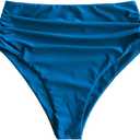 ZAFUL Women High Waisted Bikini Bottoms Ruched Swimsuit Bottom Tummy Control Bathing Suit Bottoms (Small, Brightblue)