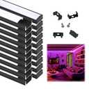 Muzata 20Pack 3.3FT/1M LED Channel Black Aluminum U Shape LED Diffuser Channel with Milky White Cover Easy Installation U1SW BW 1M