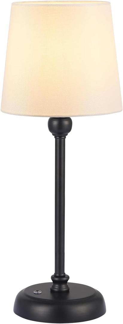 Small Cordless Table Lamp Touch Control, 6000mAh Battery Powered, Low Battery Reminder, Bedside Night Lamp can Stepless Dimming, Portable Table Lamp for Restaurant/Bedroom/Offices/Cafe (Black, High)