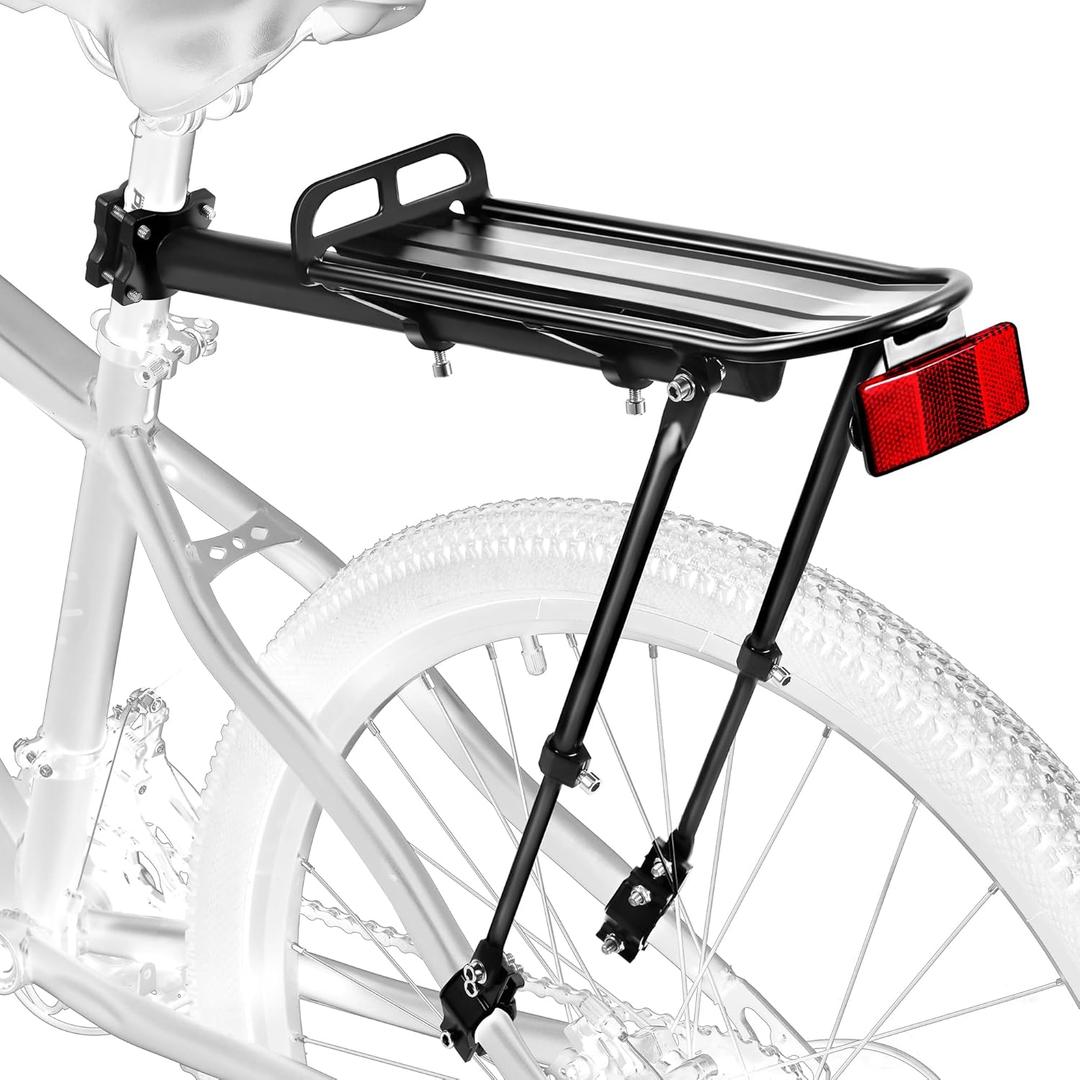 Rear Bike Rack, Bike Cargo Rack, Aluminum Alloy, Large Size Reflective, Retractable, Universal
