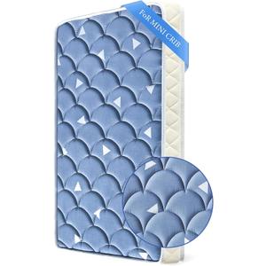 Mini Crib Mattress 38" x 24" x 4"- Firm Support and Comfort Premium Foam,Noiseless and Odorless,Hypoallergenic Mini Crib Mattress,Fits Mini and Portable Cribs,Dual Sided with Soft Breathable Fabric (Starry Sky Blue)
