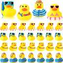 Honoson 72 Pcs Summer Beach Rubber Duckies Bulk Mini Rubber Duck Bath Toys Float Bathtub Ducky Cute Squeaky Ducky for Classroom Carnival Summer Birthday Baby Shower Party Favor