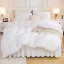 Andency Faux Fur White Comforter King Size, 3 Pieces Fluffy Fuzzy Plush Bedding Comforter Set (1 Shaggy Velvet Comforter & 2 Pillowcases), Soft Puffy Comfy Down Alternative Comforter Bedding Set