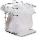 SSWBasics Plastic Grocery Bag Holder - Durable Chrome Stand for Easy Storage - Fits 11W x 6D x 21H Bags - Compact Unit, 12" W x 12" L x 16" H