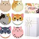 6 Pcs Christmas Cat Coasters for Cats Lovers Gifts with Wish Card and Gift Box Cute Ceramic Cat Ears Drink Coffee Coaster Non-Slip Absorbent for Christmas Birthday Coffee Bar House Warming Gifts
