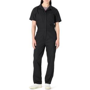 Amazon Basics Women's Regular-Fit Short Sleeve Coveralls (Medium, Black)