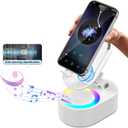 Wireless Induction Audio Bluetooth Speaker 5in1 Phone Holder Emergency Rechargeable (3000mAh) with Colorful Ambient Light 300 Foldable for Tablet iPhone Android, Gifts for Men Women (White)