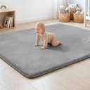1.3" Thick Baby Floor Play Mat 79x158, Basic Padded Foam Mat for Tummy Time Crawling, Non Slip Cushioned for Babies Toddlers Infants Kids (Light Grey)